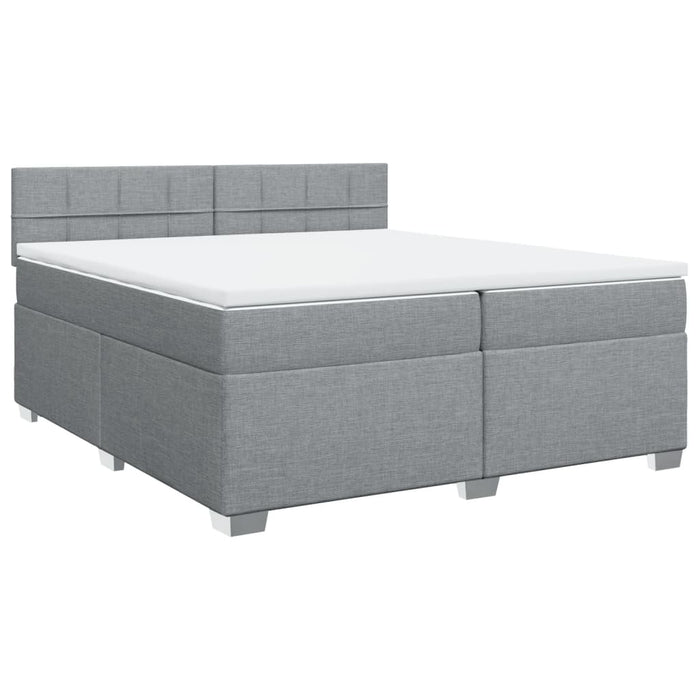 Pat box spring cu saltea, gri deschis, 200x200 cm, textil - WALTI WALTI