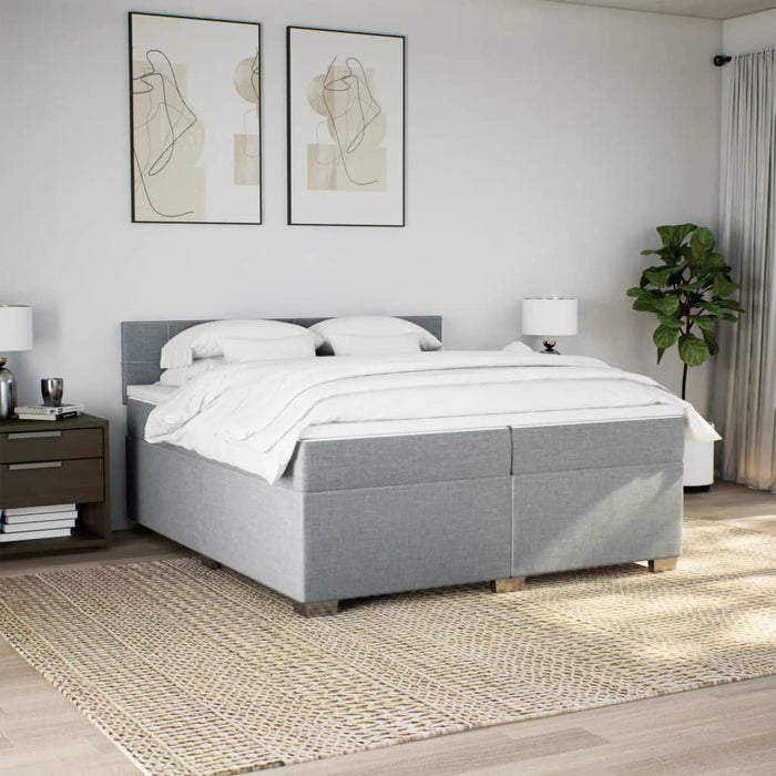 Pat box spring cu saltea, gri deschis, 200x200 cm, textil - WALTI WALTI