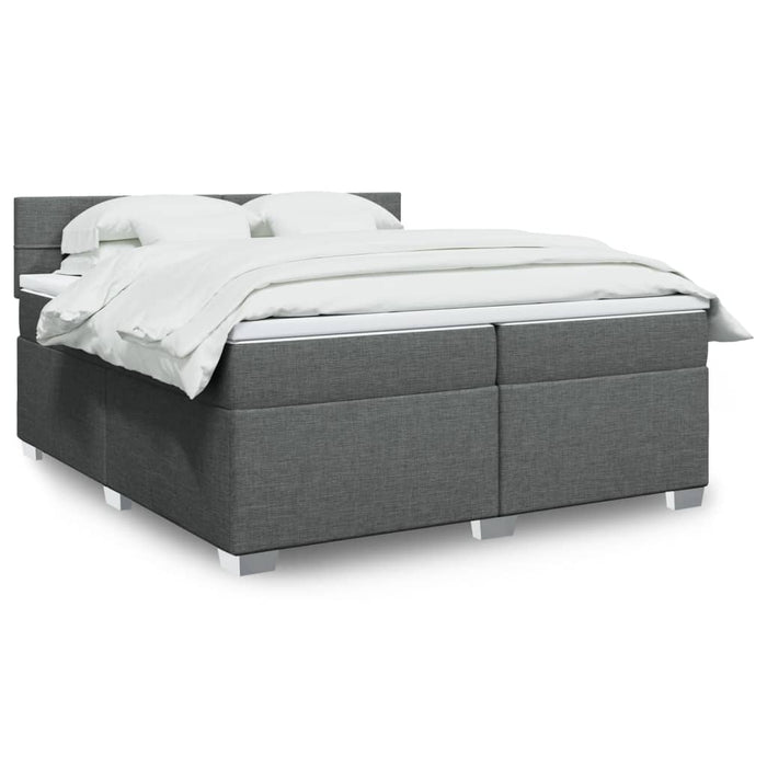 Pat box spring cu saltea, gri închis, 200x200 cm, textil - WALTI WALTI