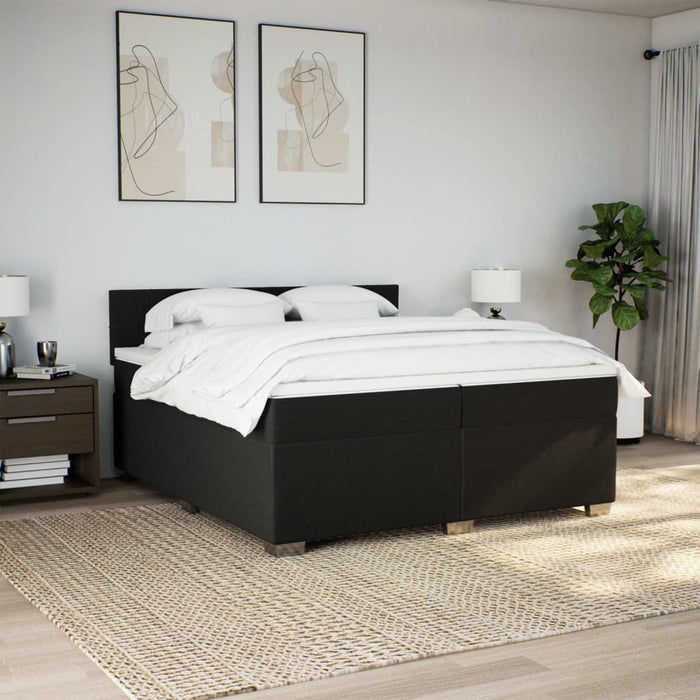 Pat box spring cu saltea, negru, 200x200 cm, textil - WALTI WALTI