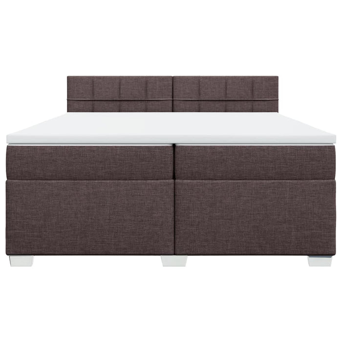 Pat box spring cu saltea, maro închis, 200x200 cm, textil WALTI