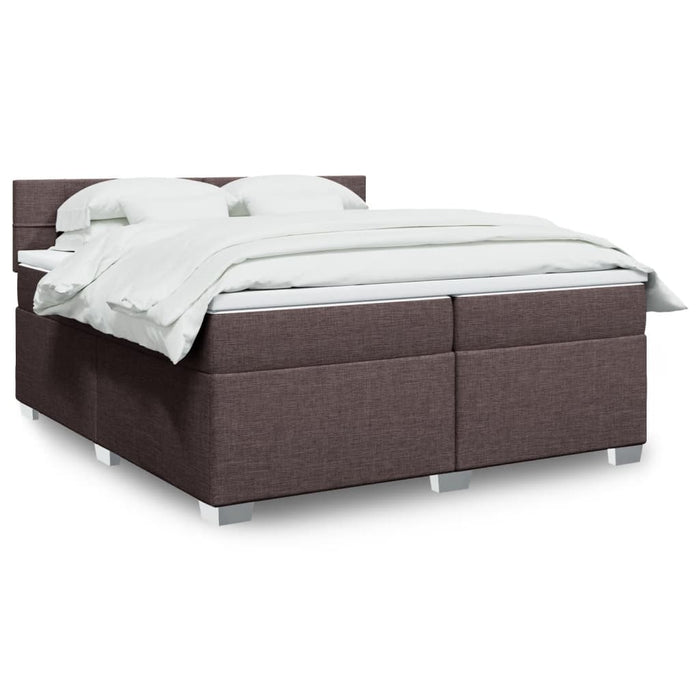 Pat box spring cu saltea, maro închis, 200x200 cm, textil WALTI