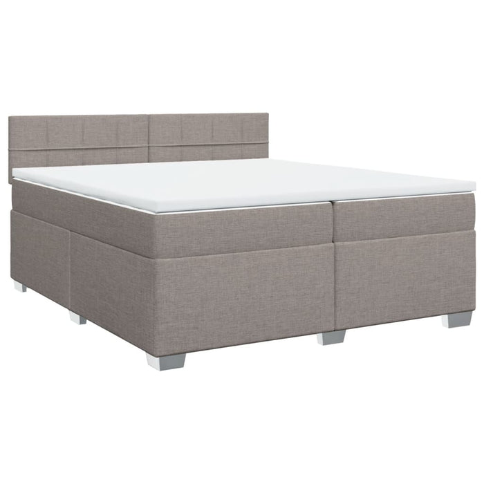 Pat box spring cu saltea, gri taupe, 200x200 cm, textil - WALTI WALTI
