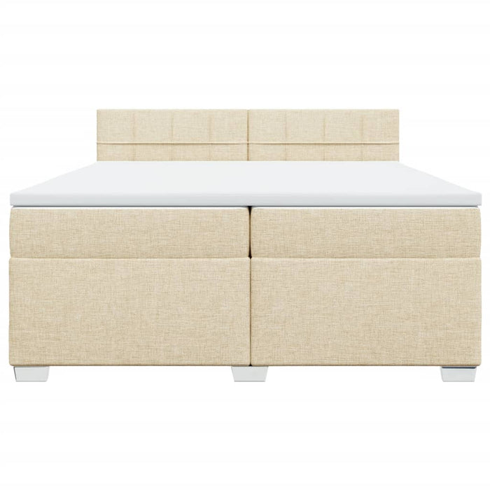 Pat box spring cu saltea, crem, 200x200 cm, textil - WALTI WALTI