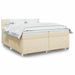 Pat box spring cu saltea, crem, 200x200 cm, textil - WALTI WALTI