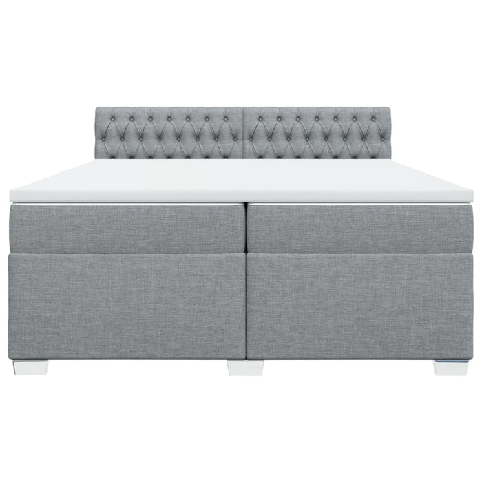 Pat box spring cu saltea, gri deschis, 200x200 cm, textil - WALTI WALTI