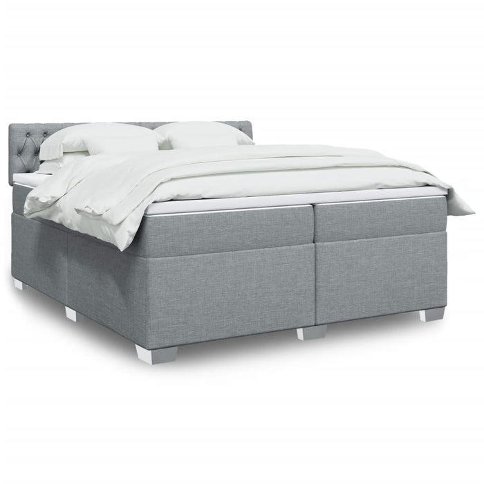 Pat box spring cu saltea, gri deschis, 200x200 cm, textil - WALTI WALTI
