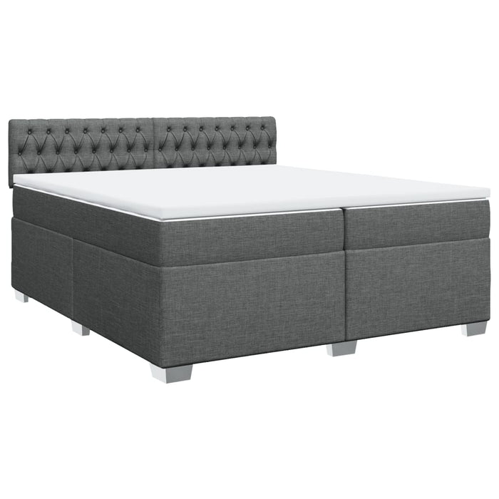 Pat box spring cu saltea, gri închis, 200x200 cm, textil - WALTI WALTI