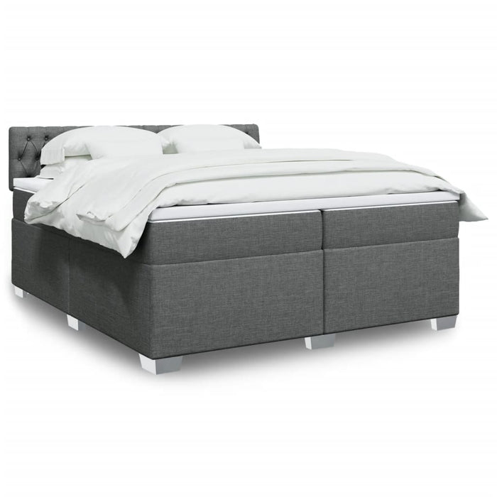 Pat box spring cu saltea, gri închis, 200x200 cm, textil - WALTI WALTI