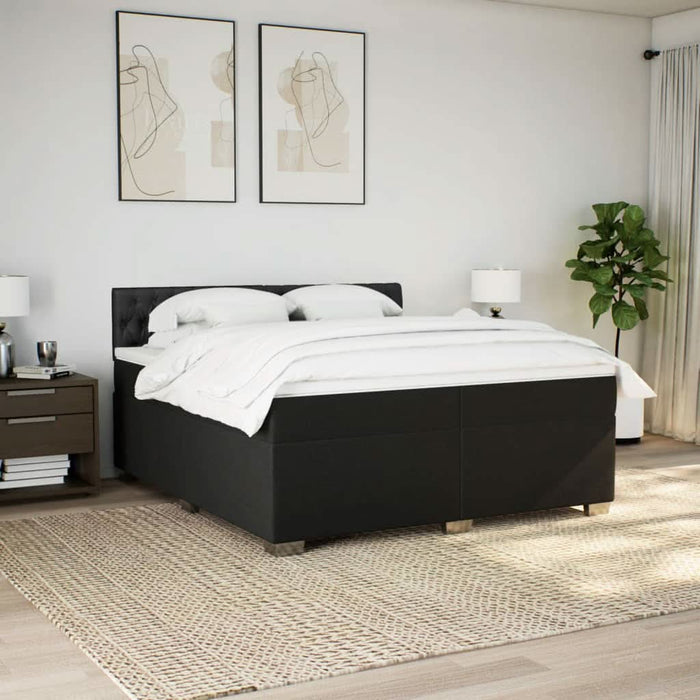 Pat box spring cu saltea, negru, 200x200 cm, textil - WALTI WALTI
