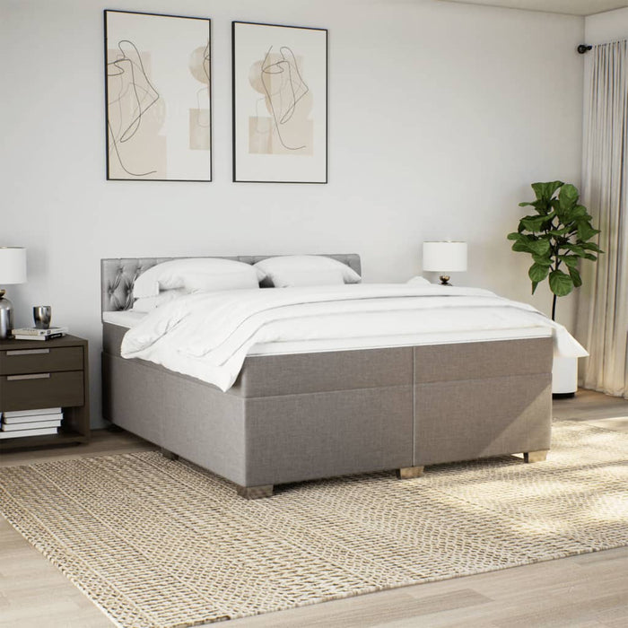 Pat box spring cu saltea, gri taupe, 200x200 cm, textil - WALTI WALTI