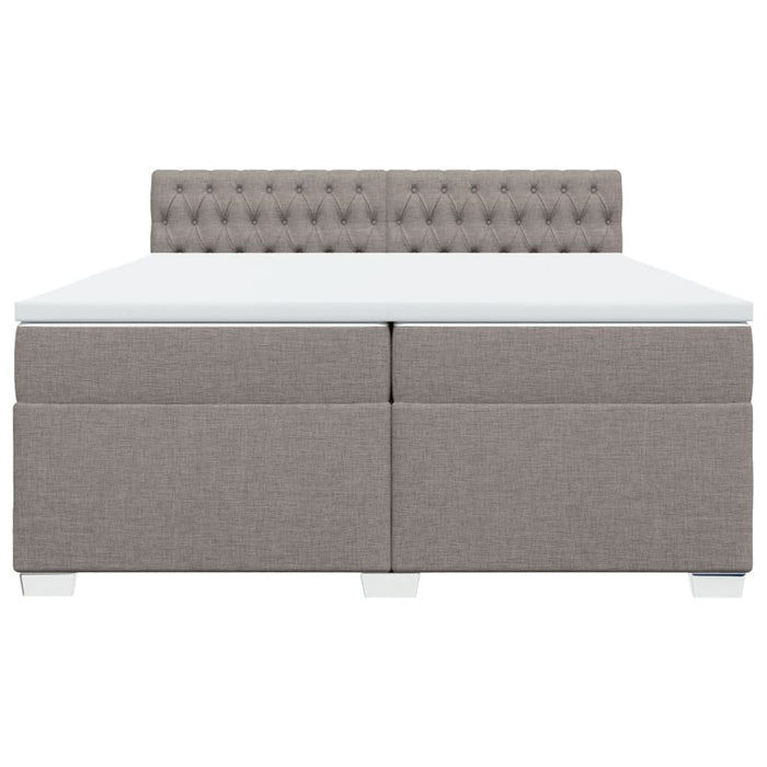 Pat box spring cu saltea, gri taupe, 200x200 cm, textil - WALTI WALTI
