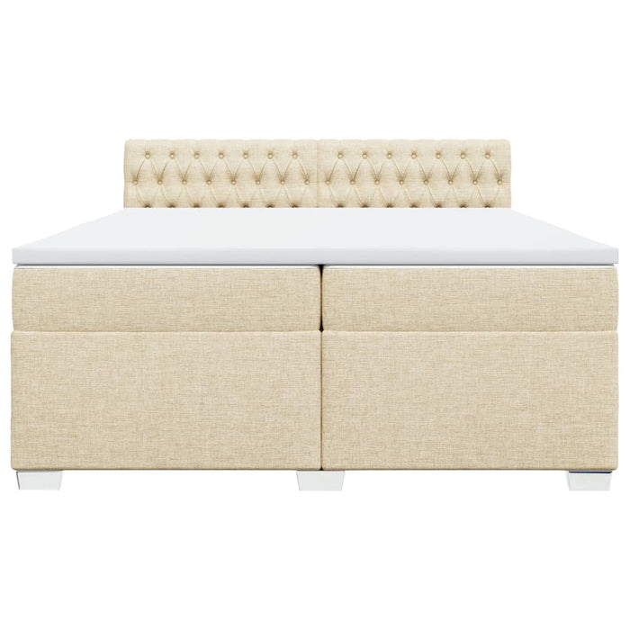 Pat box spring cu saltea, crem, 200x200 cm, textil - WALTI WALTI