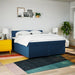 Pat box spring cu saltea, albastru, 200x200 cm, textil - WALTI WALTI