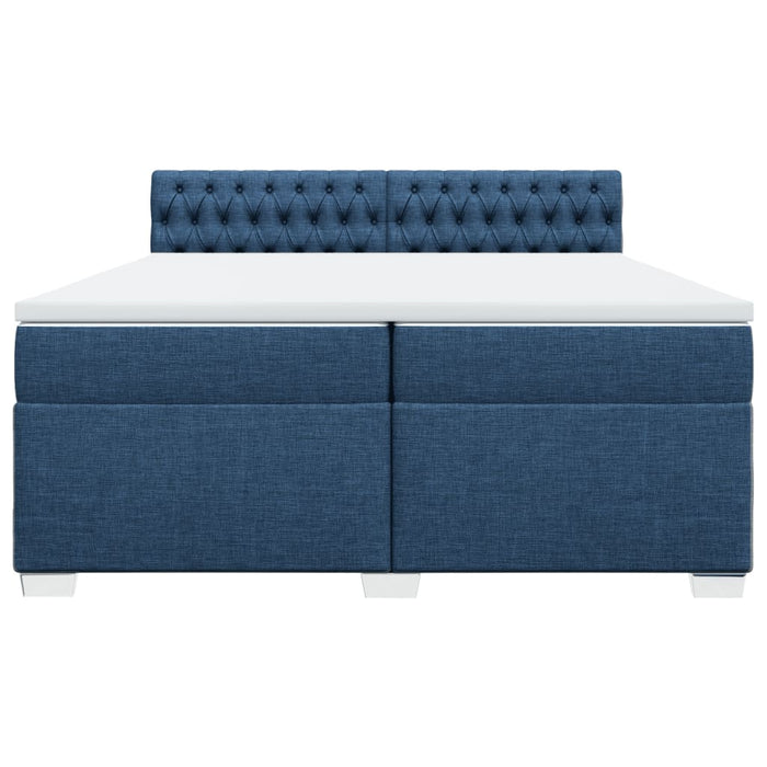 Pat box spring cu saltea, albastru, 200x200 cm, textil - WALTI WALTI