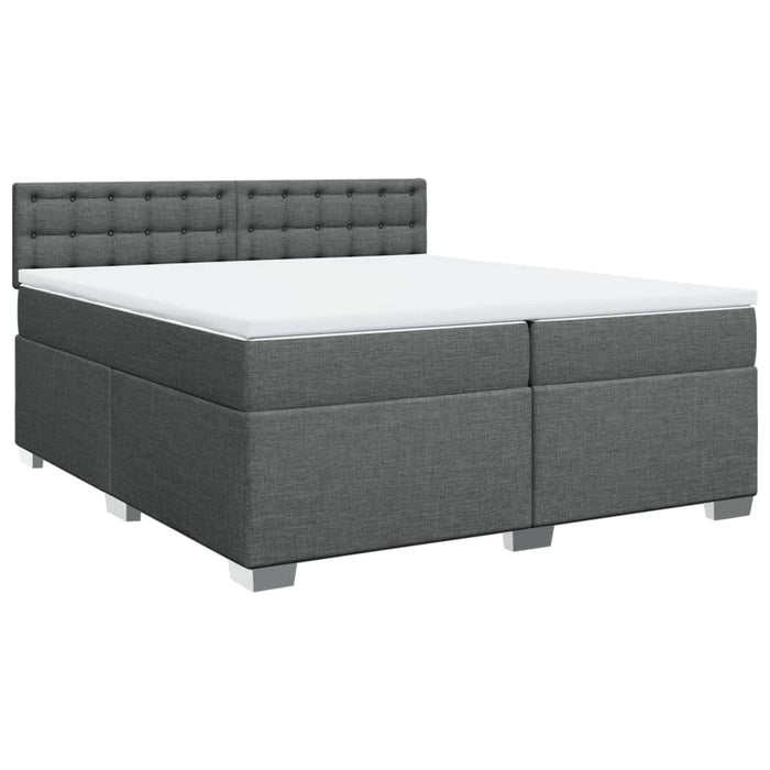 Pat box spring cu saltea, gri închis, 200x200 cm, textil - WALTI WALTI