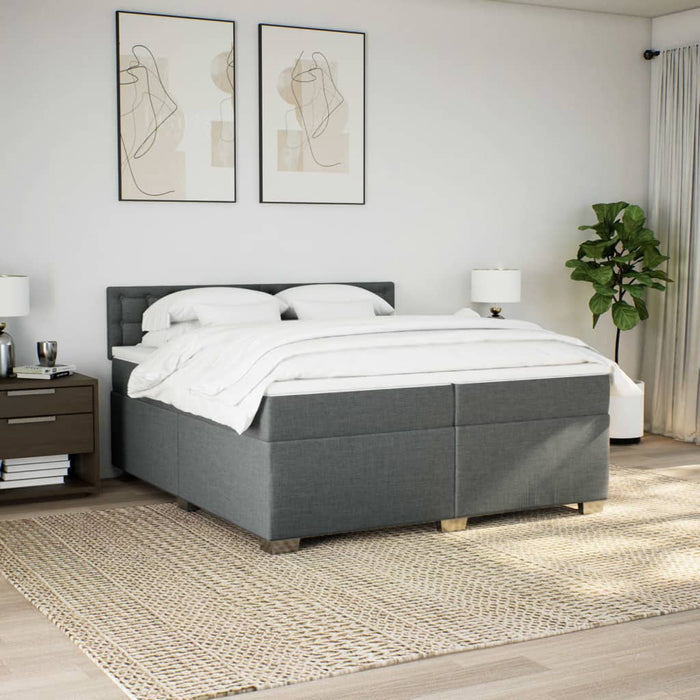 Pat box spring cu saltea, gri închis, 200x200 cm, textil - WALTI WALTI
