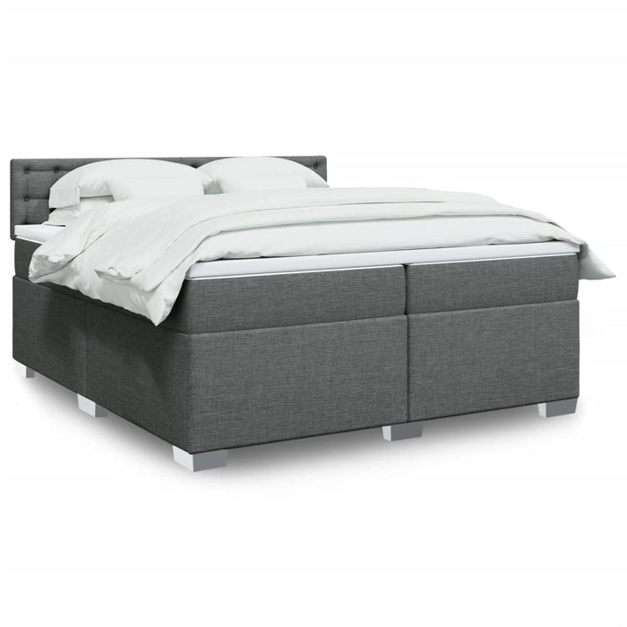Pat box spring cu saltea, gri închis, 200x200 cm, textil - WALTI WALTI