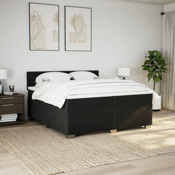 Pat box spring cu saltea, negru, 200x200 cm, textil - WALTI WALTI