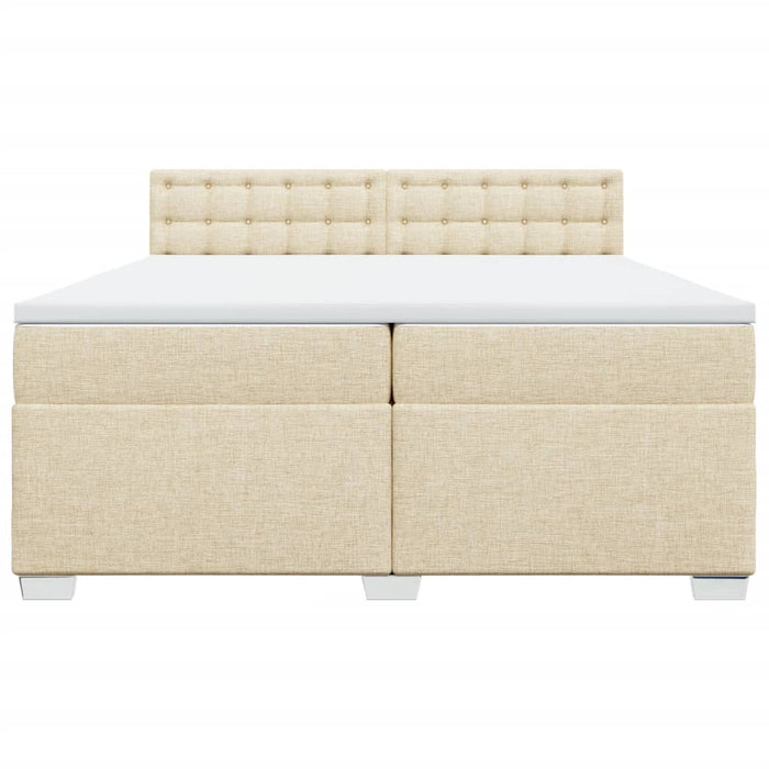 Pat box spring cu saltea, crem, 200x200 cm, textil WALTI