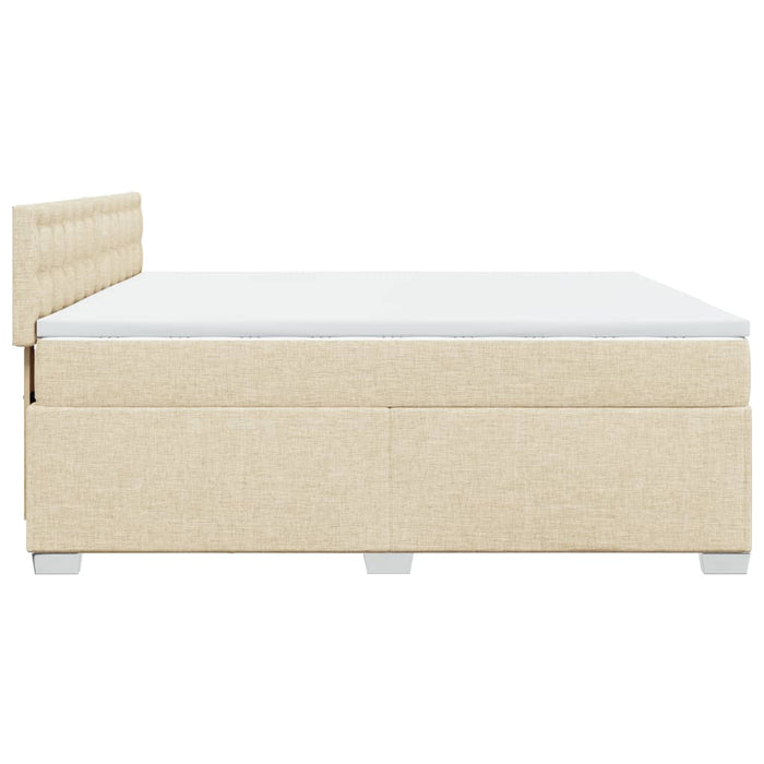 Pat box spring cu saltea, crem, 200x200 cm, textil WALTI