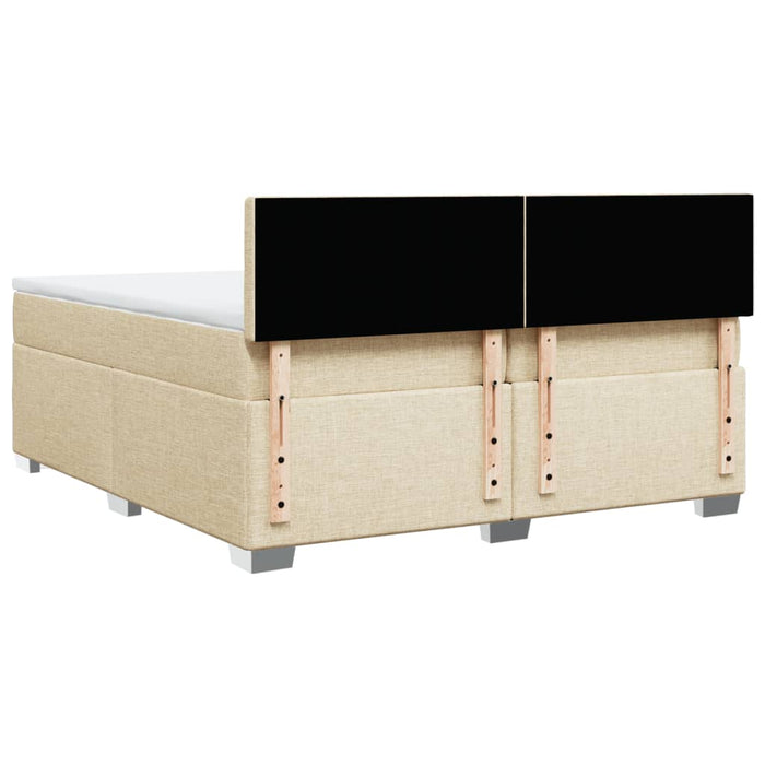 Pat box spring cu saltea, crem, 200x200 cm, textil WALTI