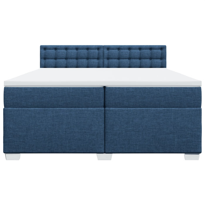 Pat box spring cu saltea, albastru, 200x200 cm, textil - WALTI WALTI