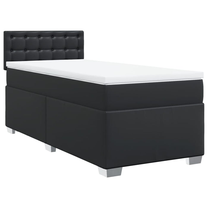 Pat continental cu saltea, negru, 80x200 cm, piele ecologică WALTI