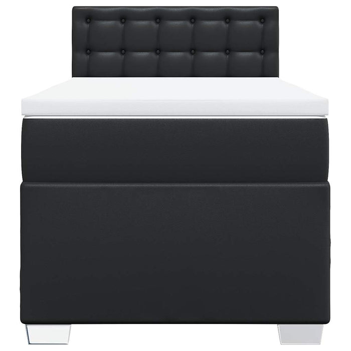 Pat continental cu saltea, negru, 80x200 cm, piele ecologică WALTI