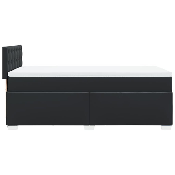 Pat continental cu saltea, negru, 80x200 cm, piele ecologică WALTI