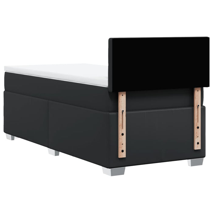 Pat continental cu saltea, negru, 80x200 cm, piele ecologică WALTI