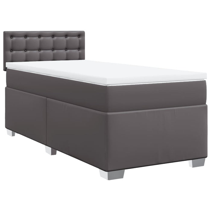 Pat box spring cu saltea, gri, 80x200 cm, piele ecologică - WALTI WALTI