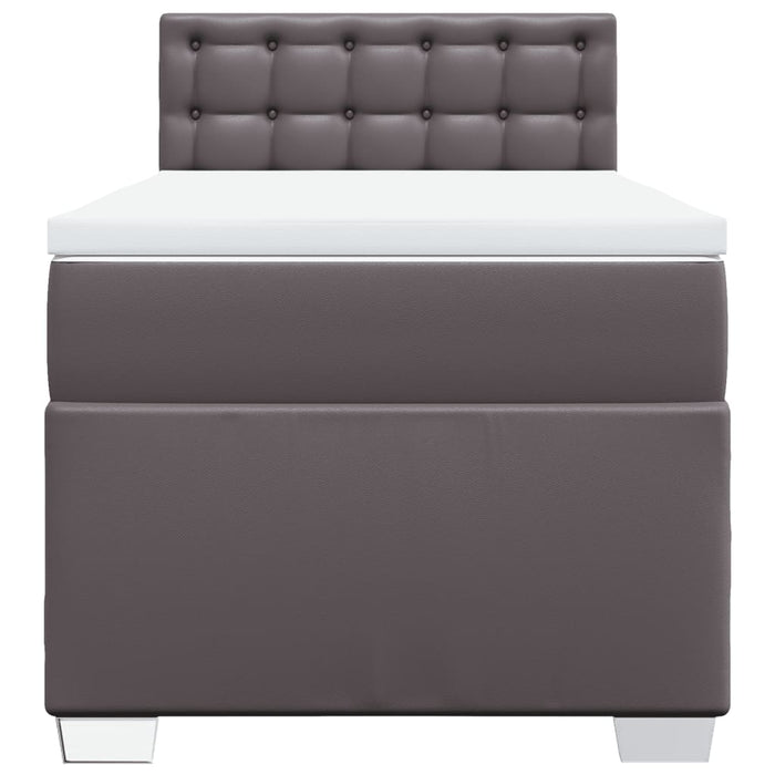 Pat box spring cu saltea, gri, 80x200 cm, piele ecologică - WALTI WALTI