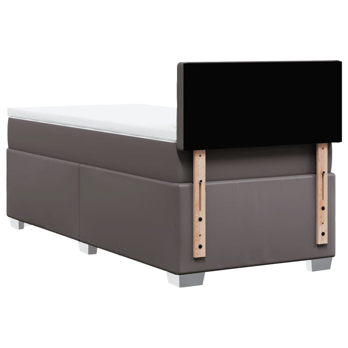 Pat box spring cu saltea, gri, 80x200 cm, piele ecologică - WALTI WALTI