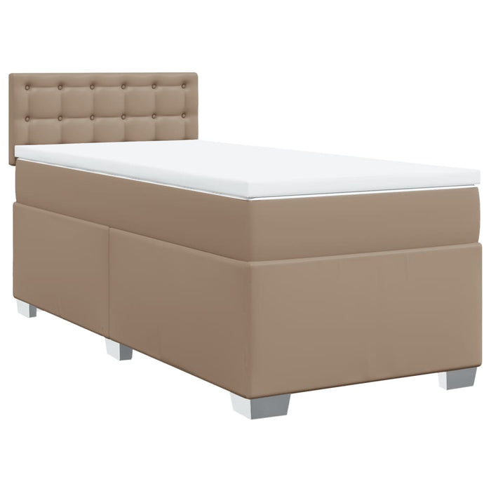 Pat box spring cu saltea, cappuccino, 80x200 cm piele ecologică WALTI