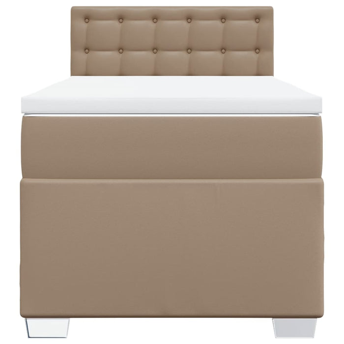 Pat box spring cu saltea, cappuccino, 80x200 cm piele ecologică WALTI