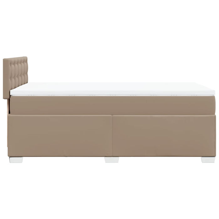 Pat box spring cu saltea, cappuccino, 80x200 cm piele ecologică WALTI