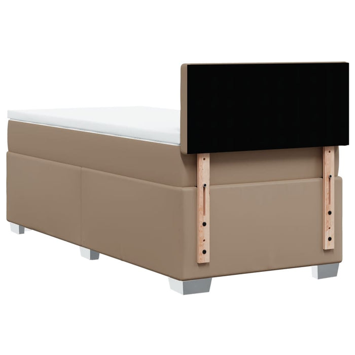Pat box spring cu saltea, cappuccino, 80x200 cm piele ecologică WALTI