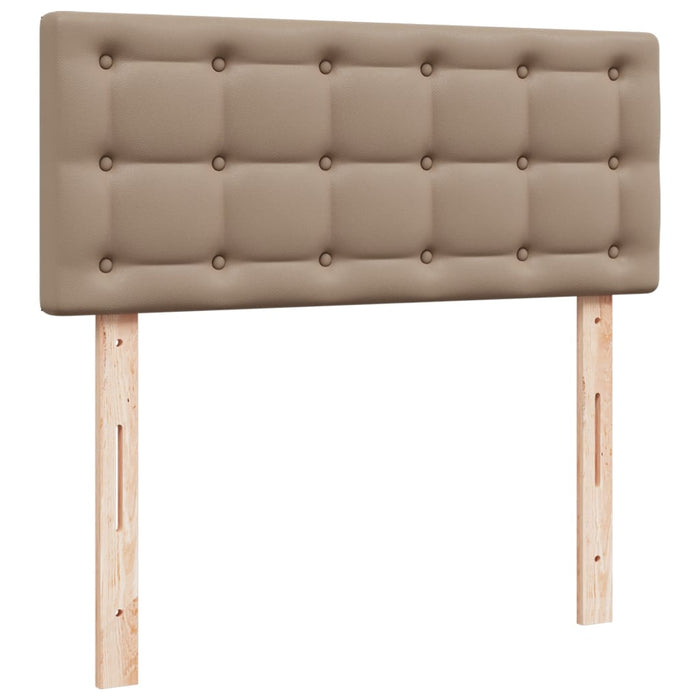Pat box spring cu saltea, cappuccino, 80x200 cm piele ecologică WALTI