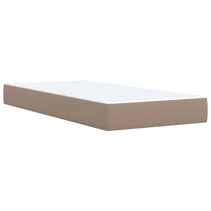 Pat box spring cu saltea, cappuccino, 80x200 cm piele ecologică WALTI