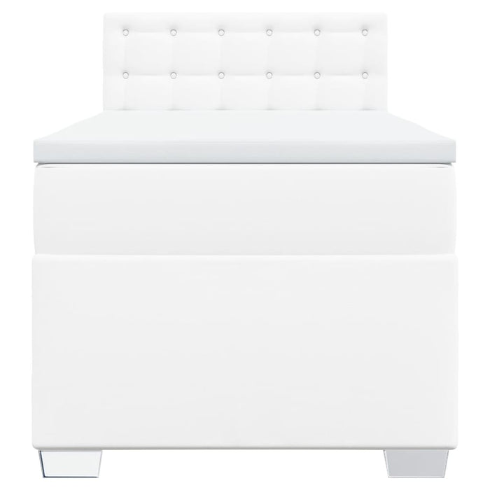 Pat box spring cu saltea, alb, 90x190 cm, piele ecologică - WALTI WALTI