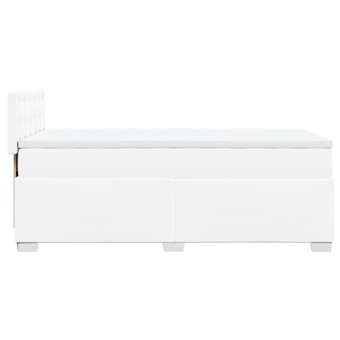 Pat box spring cu saltea, alb, 90x190 cm, piele ecologică - WALTI WALTI