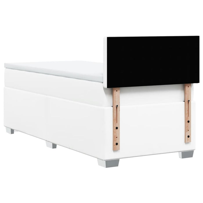 Pat box spring cu saltea, alb, 90x190 cm, piele ecologică - WALTI WALTI