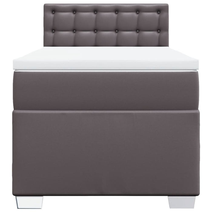 Pat box spring cu saltea, gri, 90x190 cm, piele ecologică - WALTI WALTI