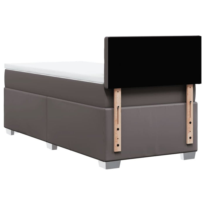 Pat box spring cu saltea, gri, 90x190 cm, piele ecologică - WALTI WALTI