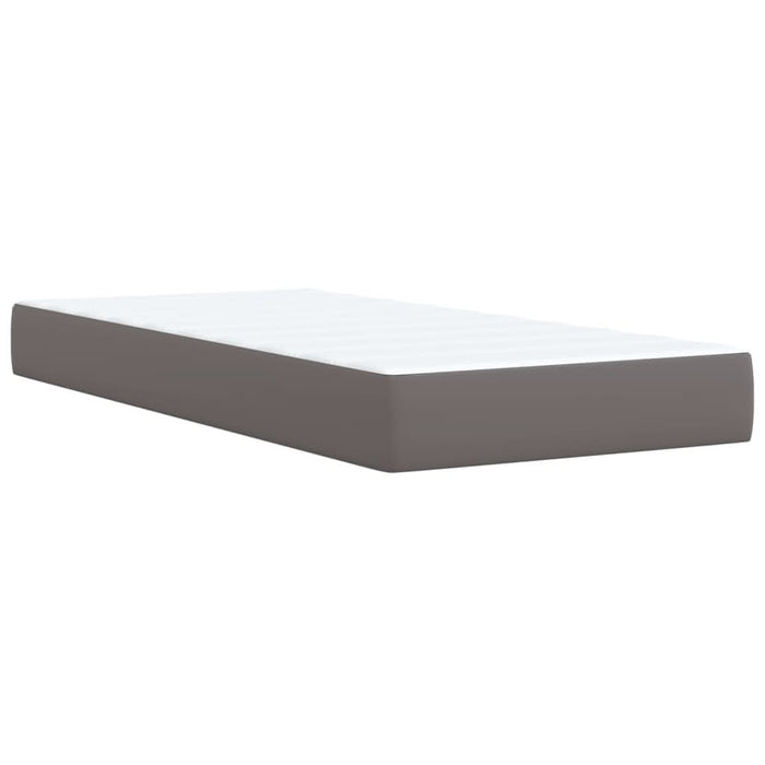 Pat box spring cu saltea, gri, 90x190 cm, piele ecologică - WALTI WALTI