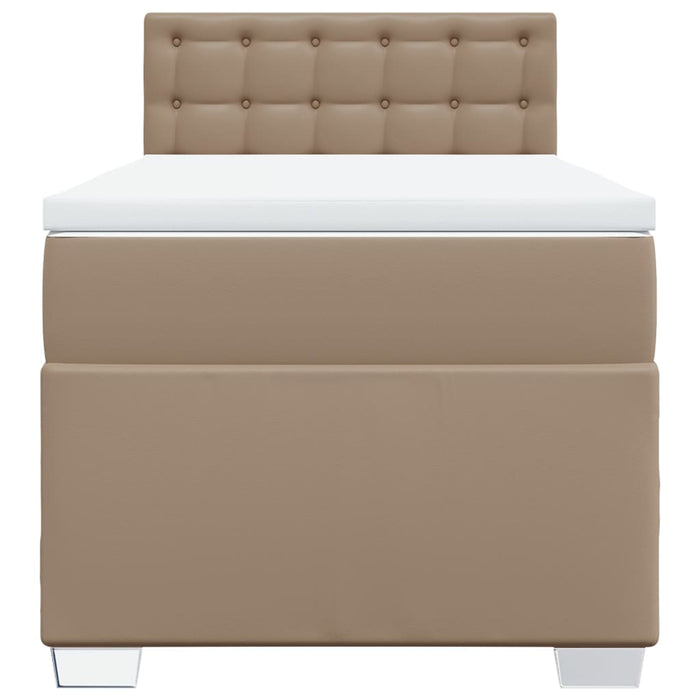 Pat box spring cu saltea, cappuccino, 90x190 cm piele ecologică - WALTI WALTI