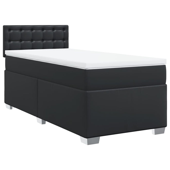 Pat box spring cu saltea, negru, 90x200 cm, piele ecologică - WALTI WALTI
