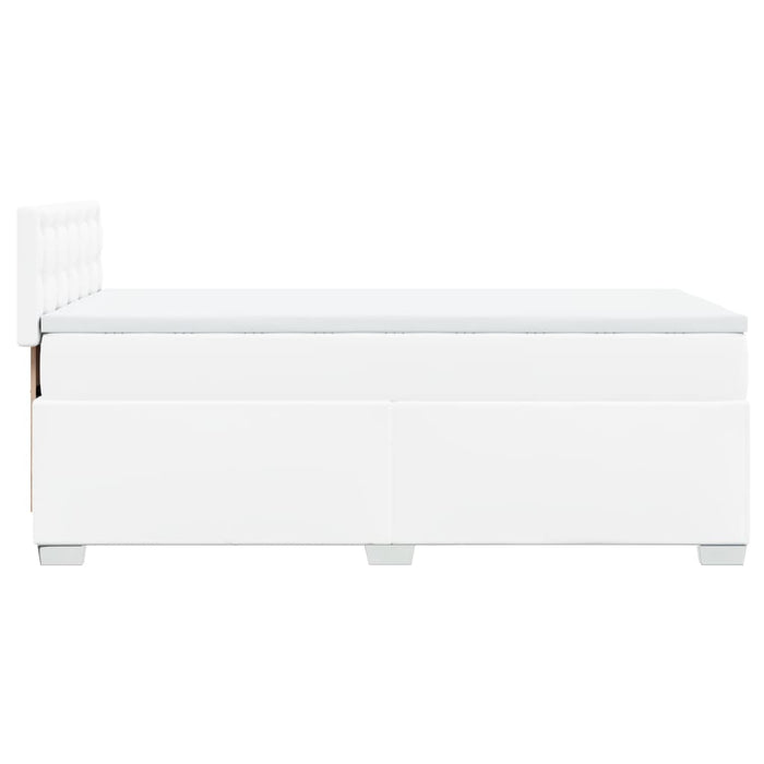 Pat box spring cu saltea, alb, 90x200 cm, piele ecologică WALTI