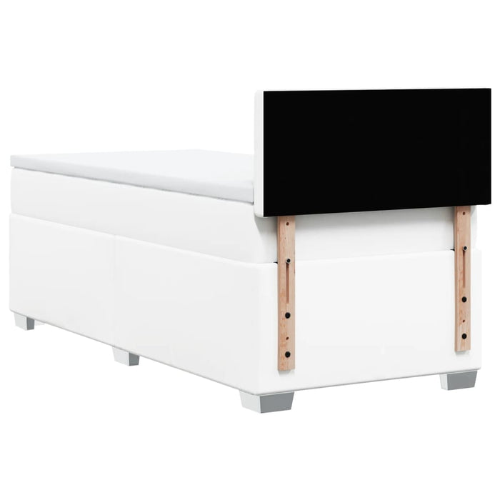 Pat box spring cu saltea, alb, 90x200 cm, piele ecologică WALTI